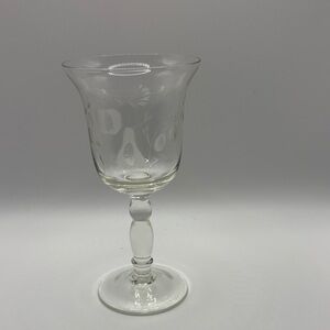 🍐 Vintage Etched Fruit Goblet  Clear Glass  Mid-Century Charm  Maker Unknown